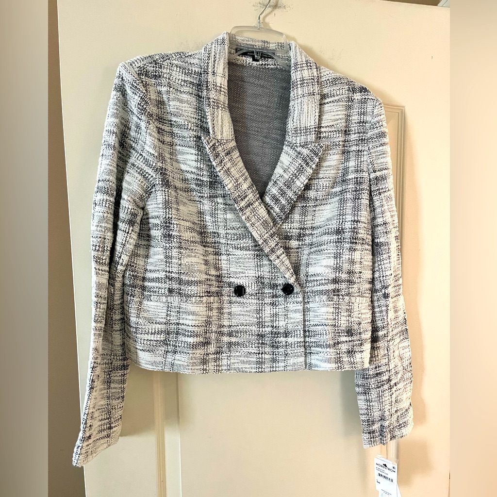 New! Amanda & Chelsea Designer Boucle Double Breasted Cropped Jacket